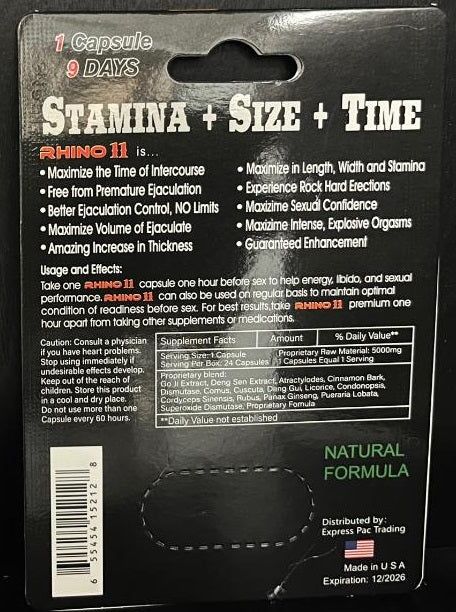 Rhino 11 Power Platinum 1000K Male Enhancement