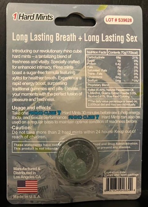 Rhino Cube 7 Hard Mints Male Enhancement