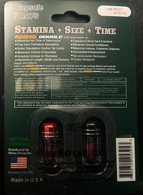 Rhino Double Premium 25000 Male Enhancement