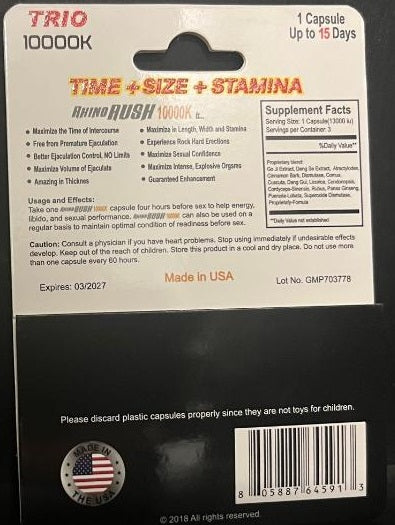 Rhino Rush Trio 10000K Male Enhancement