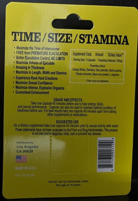 Rush Yellow Capsule, Male Enhancement
