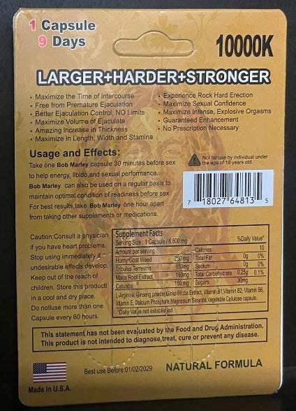 Bob Marley 10000K Male Enhancement Double Capsule