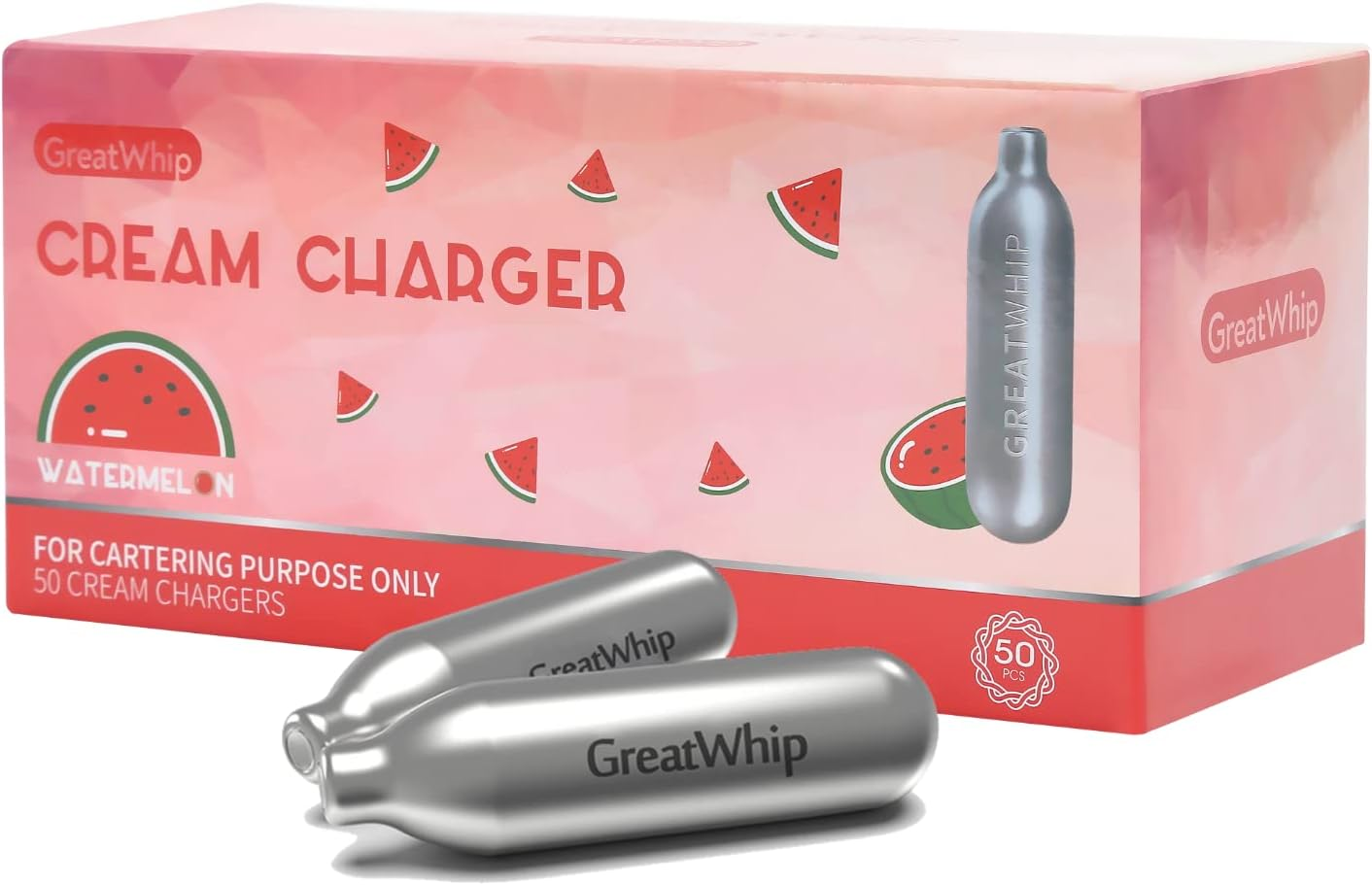 GREATWHIP WHIPPED CREAM CHARGER 8.2 GRAM FOR WHIP CREAM DISPENSER, 50 PACK BOX