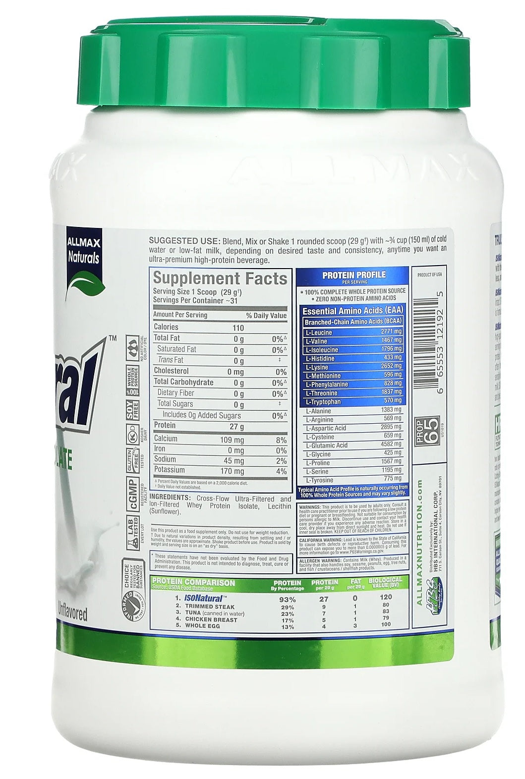 Allmax: Isonatural Unflavored, 2lb