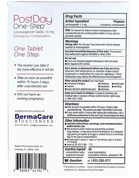 PostDay One-Step, Emergency Contraceptive