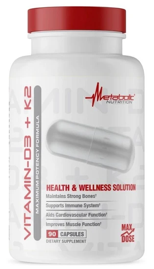 Metabolic Nutrition: Vitamin-D3 +K2, 90 Capsules