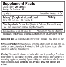 SNS: SABROXY XT, 90 CAPSULES Supplement Facts