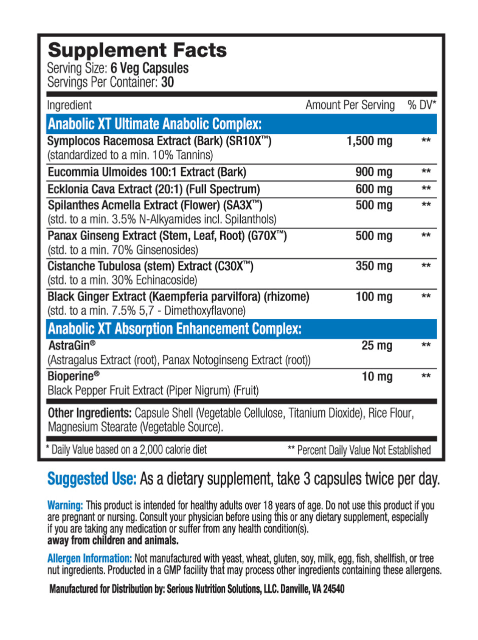 SNS: Anablic XT, 180 Capsules