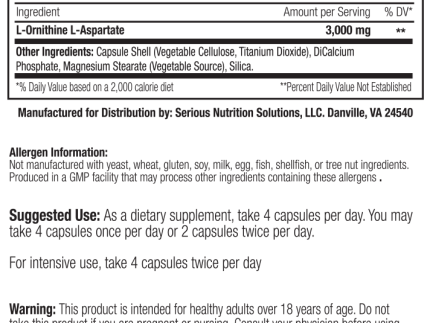 SNS: L-Ornithine L-Aspartate, 120 Capsules