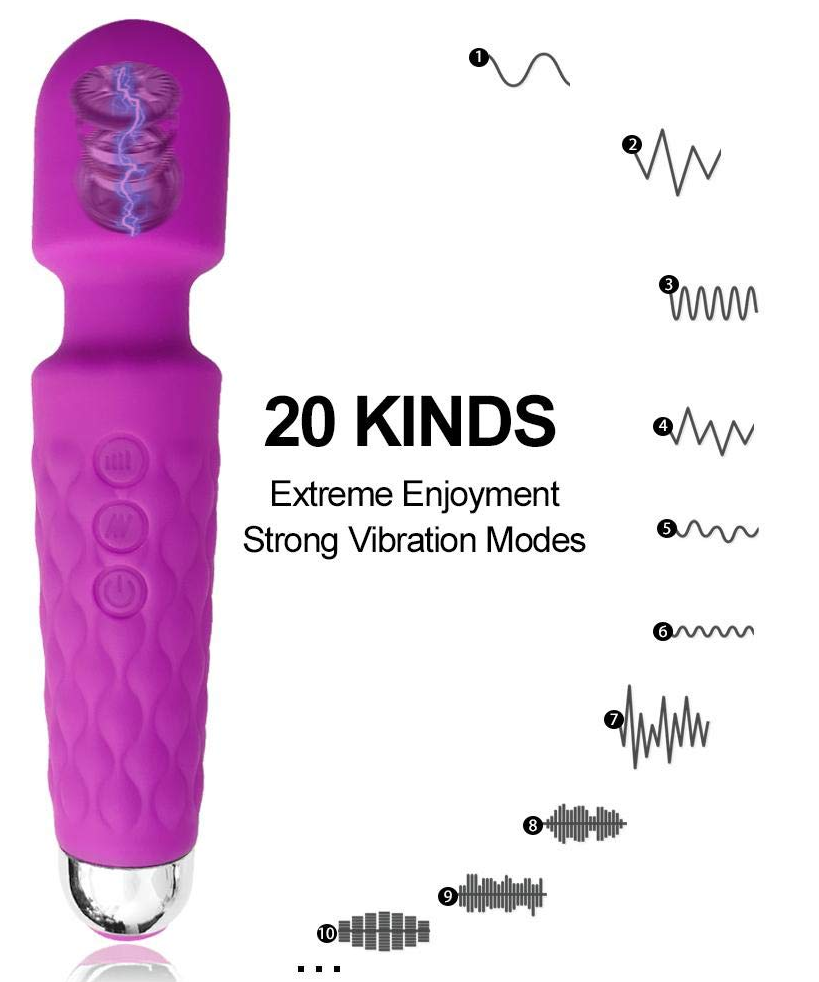 Wand Massage Vibrator: 20 Speed Rechargeable